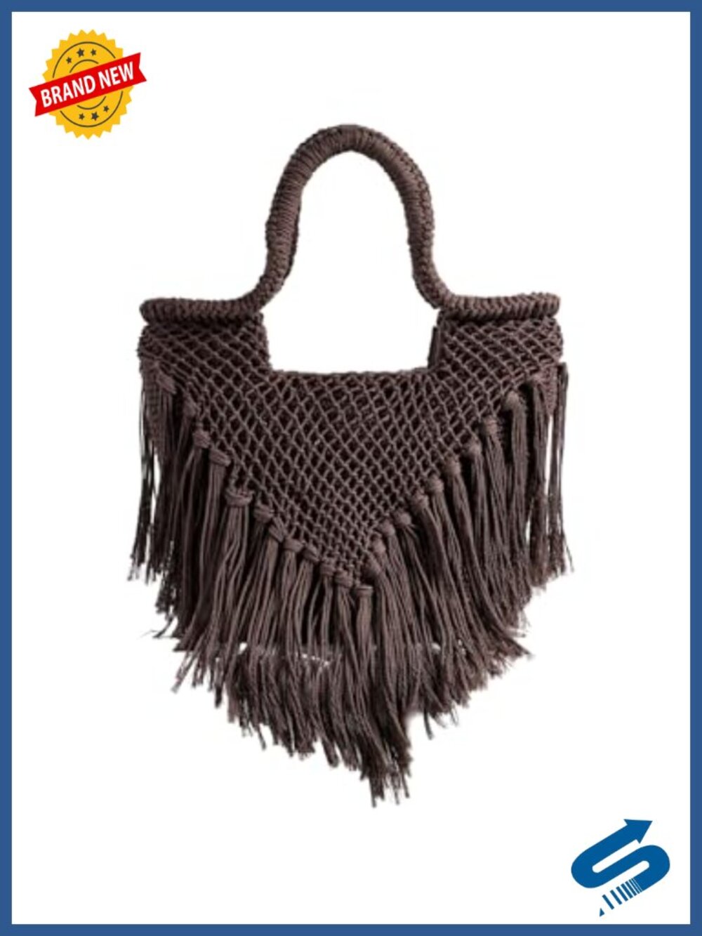 Bohemian Macrame Crochet Satchel Handbag with Fringe